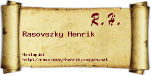 Rasovszky Henrik névjegykártya
